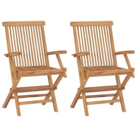 Folding Patio Chairs 2 pcs Solid Teak Wood