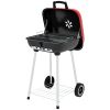 Outsunny Portable Charcoal Grill with Bottom Shelf, BBQ Smoker with Wheels and Adjustable Vents on Lid for Picnic Camping Backyard Cooking, Black