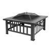 Portable Courtyard Metal Fire Pit with Accessories Black