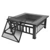 Portable Courtyard Metal Fire Pit with Accessories Black