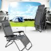 2PC Zero Gravity Patio Adjustable Folding Reclining Chair with Pillow, Grey