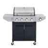 Propane Grill 4 Burner Barbecue Grill Stainless Steel Gas Grill with Side Burner and Thermometer for Outdoor BBQ, Camping