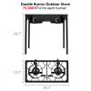 Outdoor Camp Stove High Pressure Propane Gas Cooker Portable Cast Iron Patio Cooking Burner (Double Burner 150000-BTU)