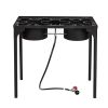 Outdoor Camp Stove High Pressure Propane Gas Cooker Portable Cast Iron Patio Cooking Burner (Double Burner 150000-BTU)